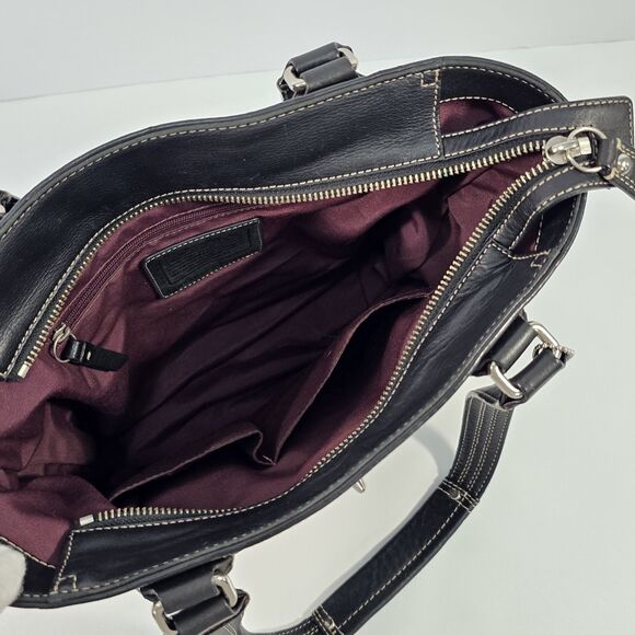 Coach Hamilton Hampton F13959 Black Pebbled Leather Shoulder Bag Turn Lock - Picture 5 of 12